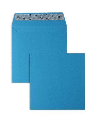 100 Briefumschläge Blau (Königsblau) 160x160 mm mit Haftklebung