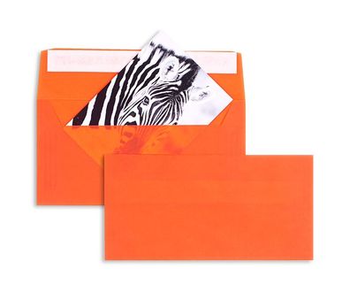 100 Transparente Briefumschläge Orange (Intensivorange) 110x220 mm (DIN Lang) mit ...