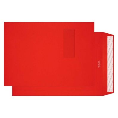 250 Versandtaschem Rot (Intensivrot) 229x324 mm (DIN C4) mit Haftklebung