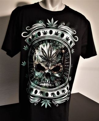 T-Shirt ´Glow in the Dark´ Marijuana Skull, Fantasy