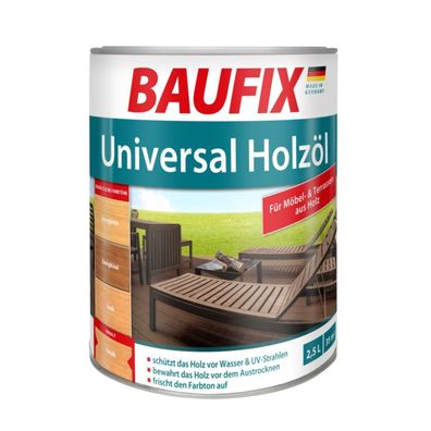 7,18€/ l BAUFIX Universal Holzöl Bangkirai 2,5 L Holz UV 35m2 Möbel Terrassen