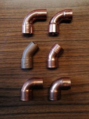Kupfer-Fitting Bogen 12mm, 15mm, 18mm, 22mm, 28mm, 35mm - versch. Größen und Winkel