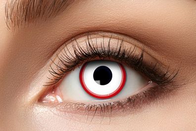 Kontaktlinsen Weiß Rot, Saw Jigsaw Cosplay Kostüm Halloween 3 Monatsfarblinse