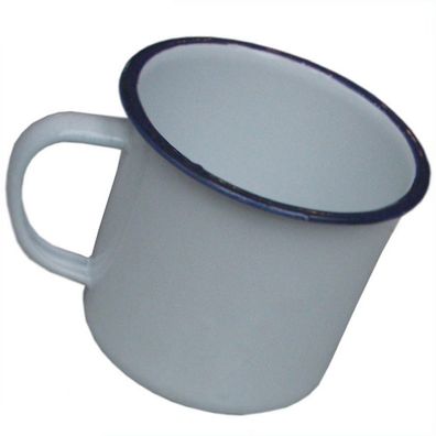 Fox Outdoor Emaille Tasse Teetasse Glühwein Becher mit Henkel 350 ml, weiss