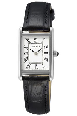Seiko Damen-Armbanduhr mit Lederband Schwarz SWR053P1