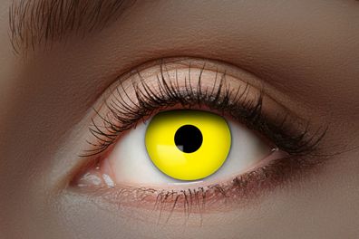 Kontaktlinse UV gelb, im Schwarzlicht Leuchtend, Halloween Kostüm Jahreslinsen