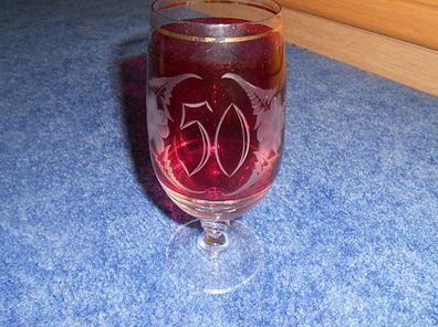 Trinkglas mit Schliff und Gravur 50