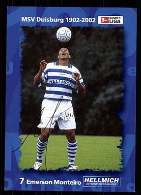 Emerson Monteiro MSV Duisburg 2002-03 Autogrammkarte + A 70514