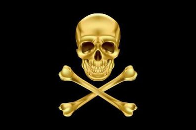 Fahne Flagge Pirat Cross Bone gold Premiumqualität