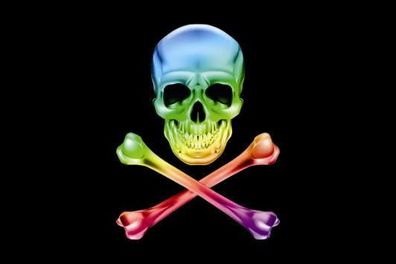 Fahne Flagge Pirat Cross Bone Rainbow Premiumqualität