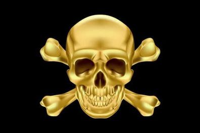Fahne Flagge Pirat Totenkopf gold Premiumqualität