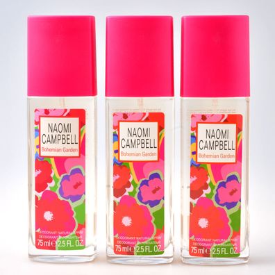 3 x Naomi Campbell Bohemian Garden Deodorant Spray / Deo Spray 75 ml = 225 ml