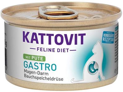 Kattovit | Feline Diet Gastro mit Pute + Reis | 24 x 85 g