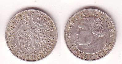 2 Mark Silber Münze Deutsches Reich Martin Luther 1933 A (109540)