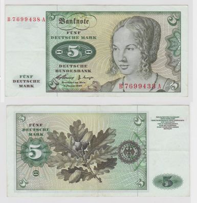 T146115 Banknote 5 DM Deutsche Mark Ro. 262e Schein 2. Jan. 1960 KN B 7699438 A