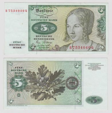 T146202 Banknote 5 DM Deutsche Mark Ro. 285a Schein 2. Jan. 1980 KN B 7534040 Q