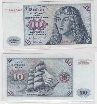 T145773 Banknote 10 DM Deutsche Mark Ro. 270a Schein 2. Jan. 1970 KN CC 7001530 V