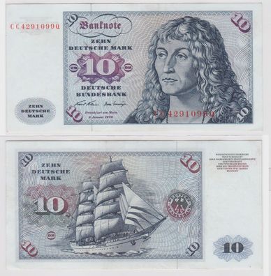T147422 Banknote 10 DM Deutsche Mark Ro. 270a Schein 2. Jan. 1970 KN CC 4291099 Q