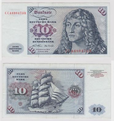 T147492 Banknote 10 DM Deutsche Mark Ro. 270a Schein 2. Jan. 1970 KN CC 4480473 R