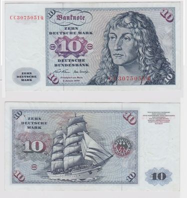 T144277 Banknote 10 DM Deutsche Mark Ro. 270a Schein 2. Jan. 1970 KN CC 3075051 Q