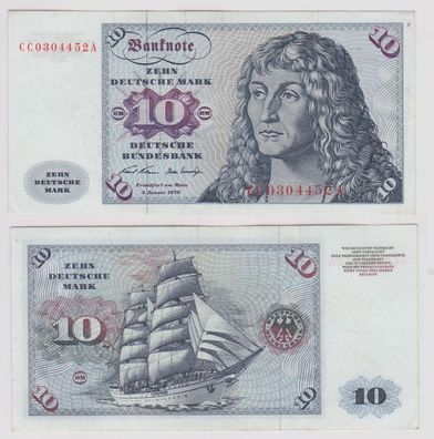 T143042 Banknote 10 DM Deutsche Mark Ro. 270a Schein 2. Jan. 1970 KN CC 0304452 A