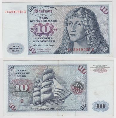 T146916 Banknote 10 DM Deutsche Mark Ro. 270a Schein 2. Jan. 1970 KN CC 5949521 Z