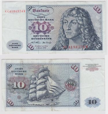 T147330 Banknote 10 DM Deutsche Mark Ro. 270a Schein 2. Jan. 1970 KN CC 4184574 W