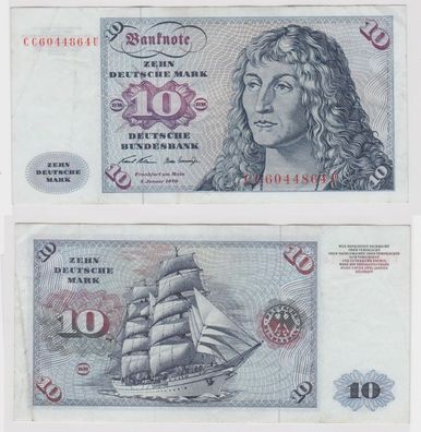 T147592 Banknote 10 DM Deutsche Mark Ro. 270a Schein 2. Jan. 1970 KN CC 6044864 U