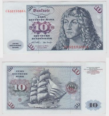 T146850 Banknote 10 DM Deutsche Mark Ro. 270a Schein 2. Jan. 1970 KN CD 5219588 A