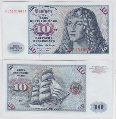 T142355 Banknote 10 DM Deutsche Mark Ro. 270a Schein 2. Jan. 1970 KN CD 5151900 A