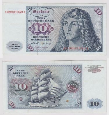 T147379 Banknote 10 DM Deutsche Mark Ro. 270a Schein 2. Jan. 1970 KN CD 9087650 A