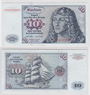 T147504 Banknote 10 DM Deutsche Mark Ro. 270a Schein 2. Jan. 1970 KN CD 8194906 A
