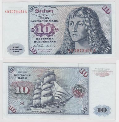 T147418 Banknote 10 DM Deutsche Mark Ro. 270a Schein 2. Jan. 1970 KN CD 7973451 A