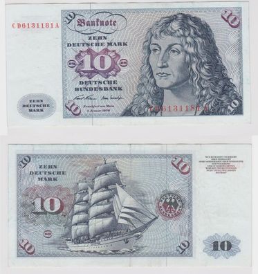 T146928 Banknote 10 DM Deutsche Mark Ro. 270a Schein 2. Jan. 1970 KN CD 6131181 A