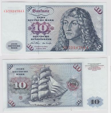 T142710 Banknote 10 DM Deutsche Mark Ro. 270a Schein 2. Jan. 1970 KN CD 7524784 A