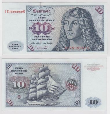 T147591 Banknote 10 DM Deutsche Mark Ro. 270b Schein 2. Jan. 1970 KN CE 7898969 G