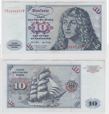 T147483 Banknote 10 DM Deutsche Mark Ro. 270b Schein 2. Jan. 1970 KN CE 9469479 D