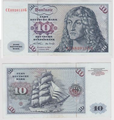T147560 Banknote 10 DM Deutsche Mark Ro. 270b Schein 2. Jan. 1970 KN CE 8820133 G