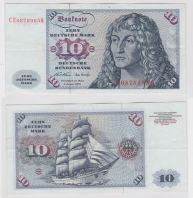 T146907 Banknote 10 DM Deutsche Mark Ro. 270b Schein 2. Jan. 1970 KN CE 0878985 Q