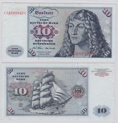 T146046 Banknote 10 DM Deutsche Mark Ro. 270a Schein 2. Jan. 1970 KN CA 2502925 X
