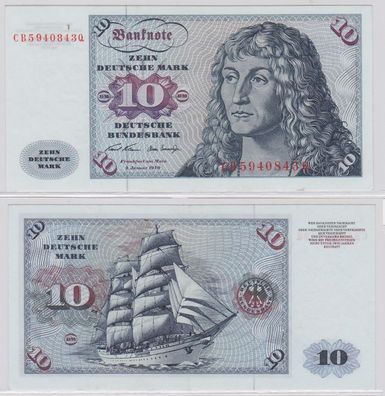 T146289 Banknote 10 DM Deutsche Mark Ro. 270a Schein 2. Jan. 1970 KN CB 5940843 Q