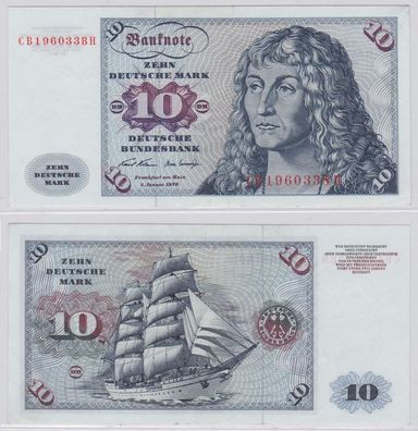 T146109 Banknote 10 DM Deutsche Mark Ro. 270a Schein 2. Jan. 1970 KN CB 1960338 H