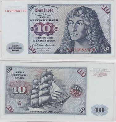 T146159 Banknote 10 DM Deutsche Mark Ro. 270a Schein 2. Jan. 1970 KN CB 7308871 D