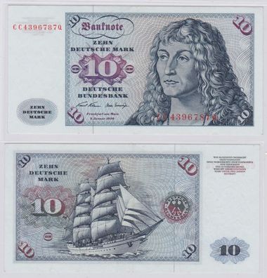 T145395 Banknote 10 DM Deutsche Mark Ro. 270a Schein 2. Jan. 1970 KN CC 4396787 Q