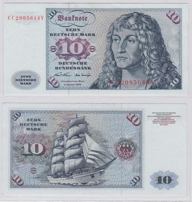 T145565 Banknote 10 DM Deutsche Mark Ro. 270a Schein 2. Jan. 1970 KN CC 2085644 V