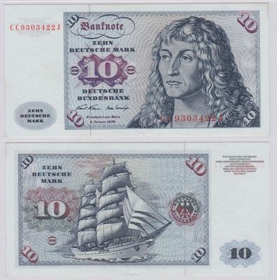 T146205 Banknote 10 DM Deutsche Mark Ro. 270a Schein 2. Jan. 1970 KN CC 9303422 J