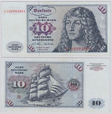 T146296 Banknote 10 DM Deutsche Mark Ro. 270a Schein 2. Jan. 1970 KN CC 0399499 A