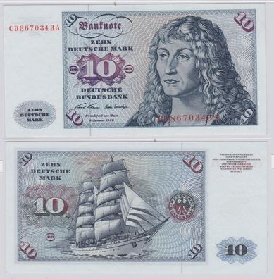 T146692 Banknote 10 DM Deutsche Mark Ro. 270a Schein 2. Jan. 1970 KN CD 8670343 A