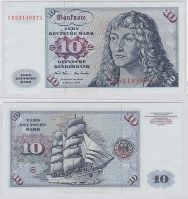 T146063 Banknote 10 DM Deutsche Mark Ro. 270a Schein 2. Jan. 1970 KN CD 8314987 A