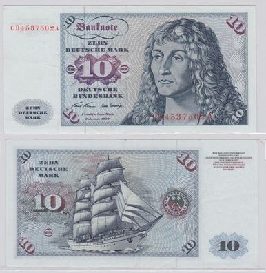 T146303 Banknote 10 DM Deutsche Mark Ro. 270a Schein 2. Jan. 1970 KN CD 4537502 A